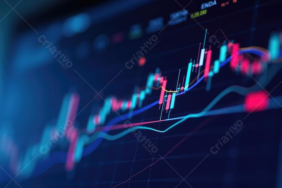 Foto Gráfico de Ações Candlestick Mercado Financeiro Digital