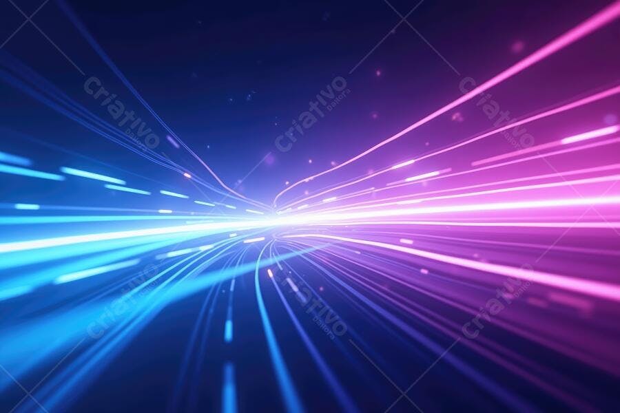Fundo Abstrato Luzes Velocidade Linhas Digitais Azul Roxo
