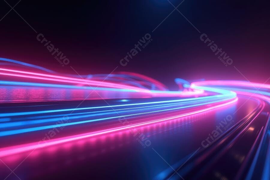 Foto Abstrata Luzes Neon Velocidade Rosa Azul Escuro