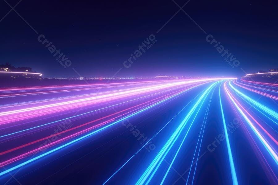 Foto Luzes Neons Velocidade Rodovia Noturna Abstrata