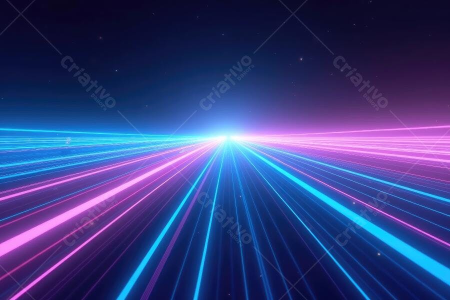 Foto Abstrata Linhas de Luz Neon Azul Rosa Velocidade