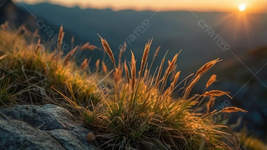 Foto Grama Montanha Pôr do Sol Dourado Natureza