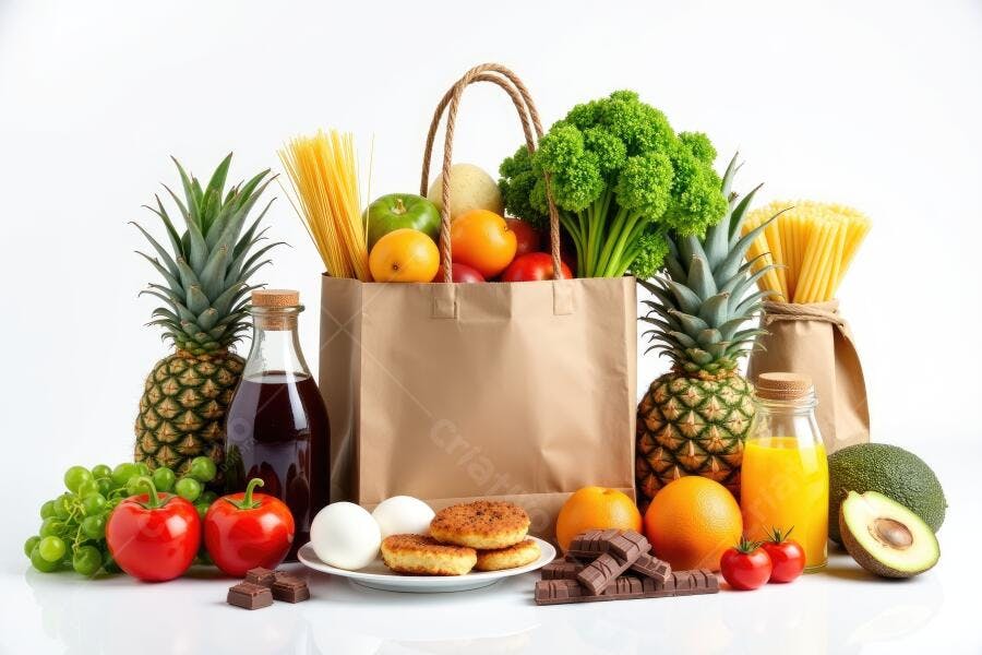 Foto Alimentos Frescos Sacola de Compras Saudável