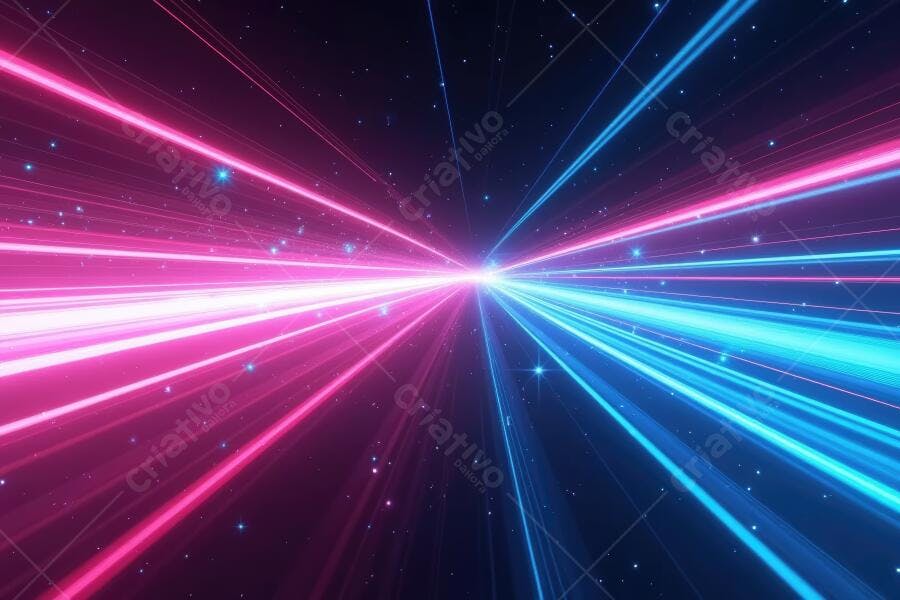Fundo Abstrato Neon Luzes Rosa Azul Estrelas Velocidade