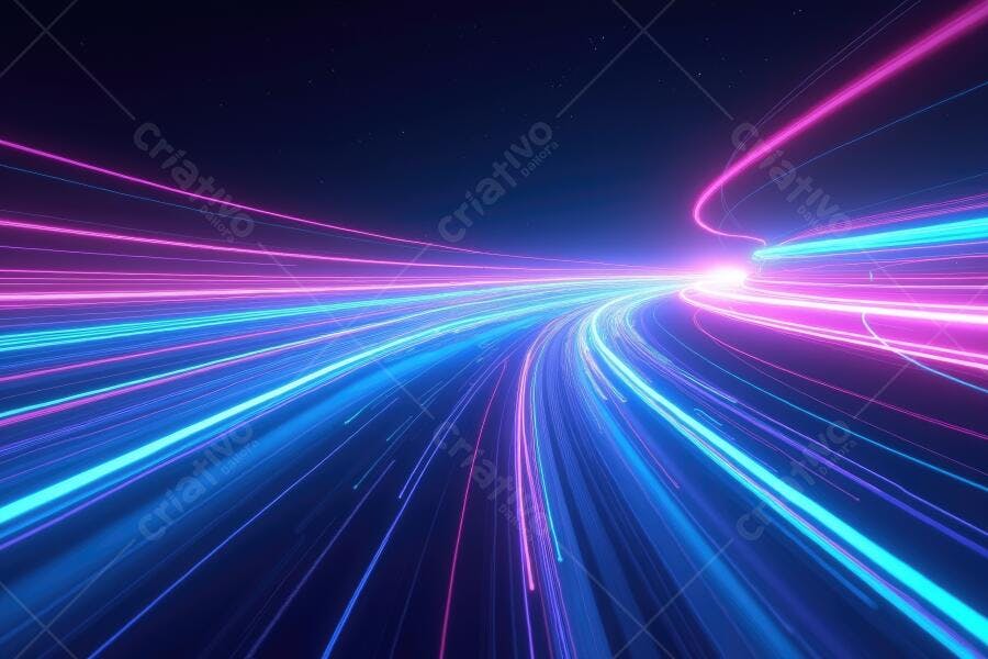 Foto Abstrata Linhas de Luz Neon Velocidade Digital