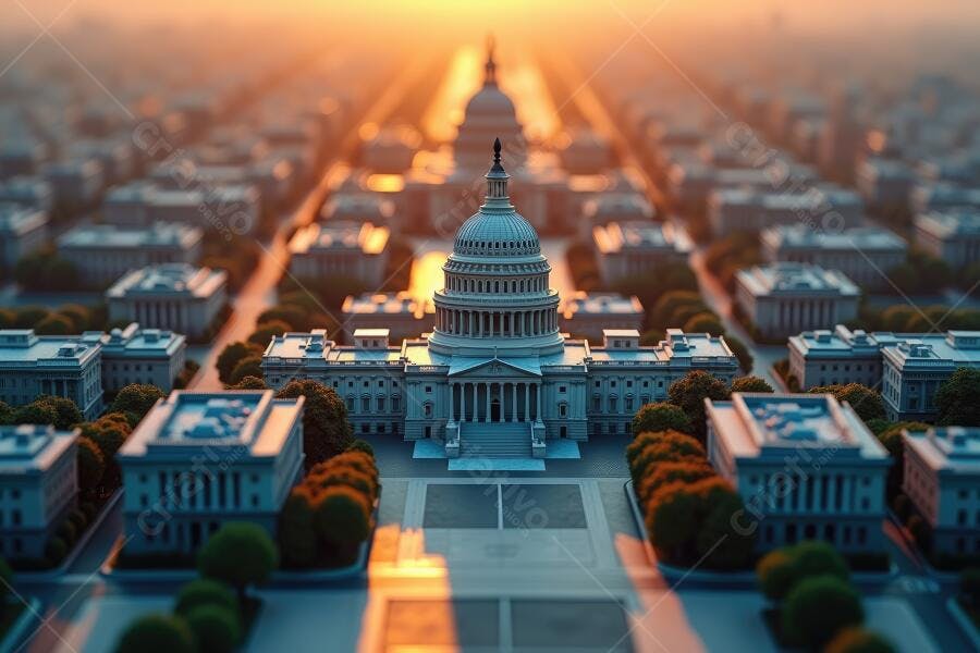 Foto Aérea Capitólio dos EUA Washington DC Pôr do Sol