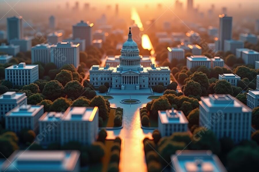 Foto Capitólio Americano Pôr do Sol Vista Aérea Miniatura