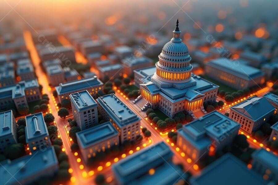 Foto Aérea Capitólio EUA Edifícios Governamentais Washington DC