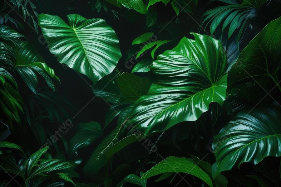 Foto Folhas Tropicais Verdes Escuras Floresta Amazônica