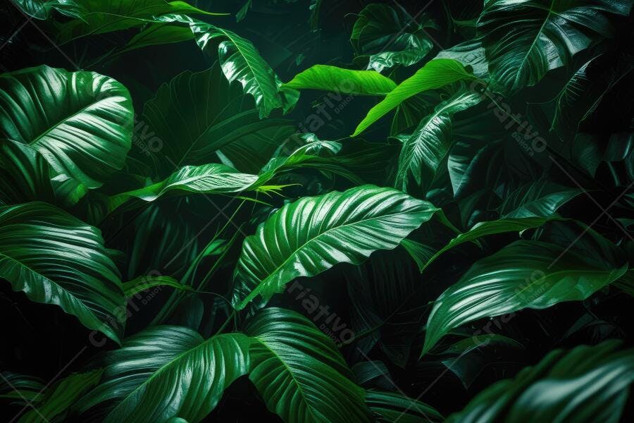 Foto Folhas Tropicais Verdes Escuras Textura Natural Fundo