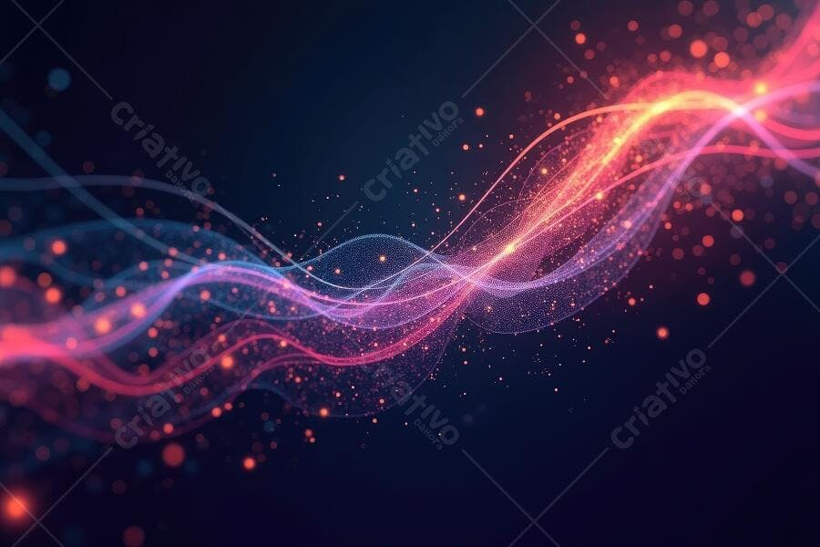 Fundo Abstrato Ondas de Luz Neon Azul Rosa Brilho
