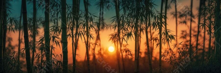 Foto Bambuzal Pôr do Sol Entardecer Natureza Dourada