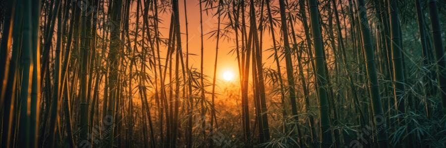 Foto Floresta de Bambu Pôr do Sol Dourado Natureza