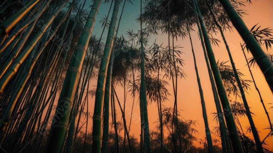 Foto Floresta de Bambu ao Pôr do Sol Natureza Exótica