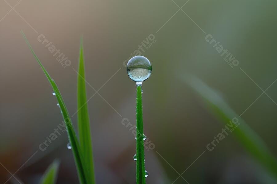 Foto Gota de Orvalho Folha de Grama Macro Natureza