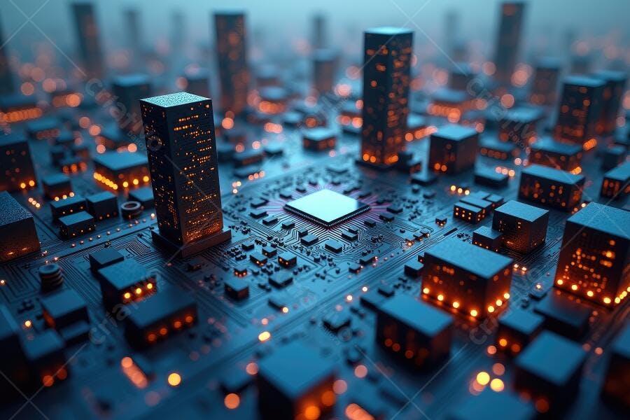 Foto Circuito Integrado Cidade Digital Inteligente Tecnologia