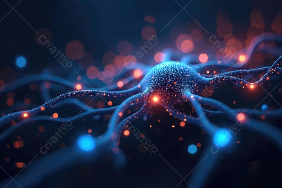 Foto Neurônio Conexões Sinapses Digitais Inteligência Artificial