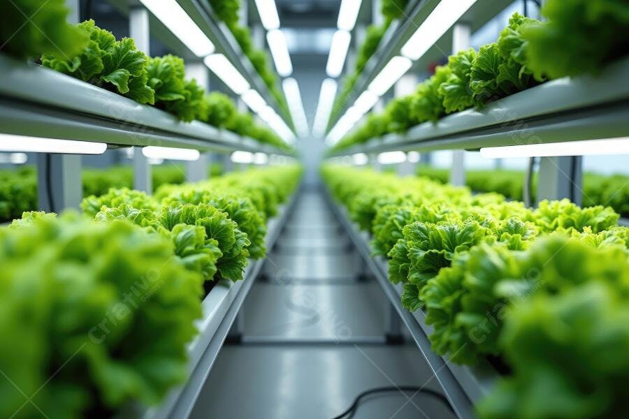 Foto Cultivo Hidropônico Alface Fazenda Vertical Iluminação LED