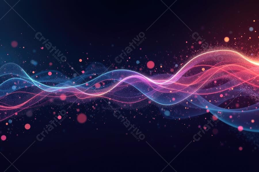 Ondas Digitais Abstratas Neon Azul Rosa Fundo Escuro