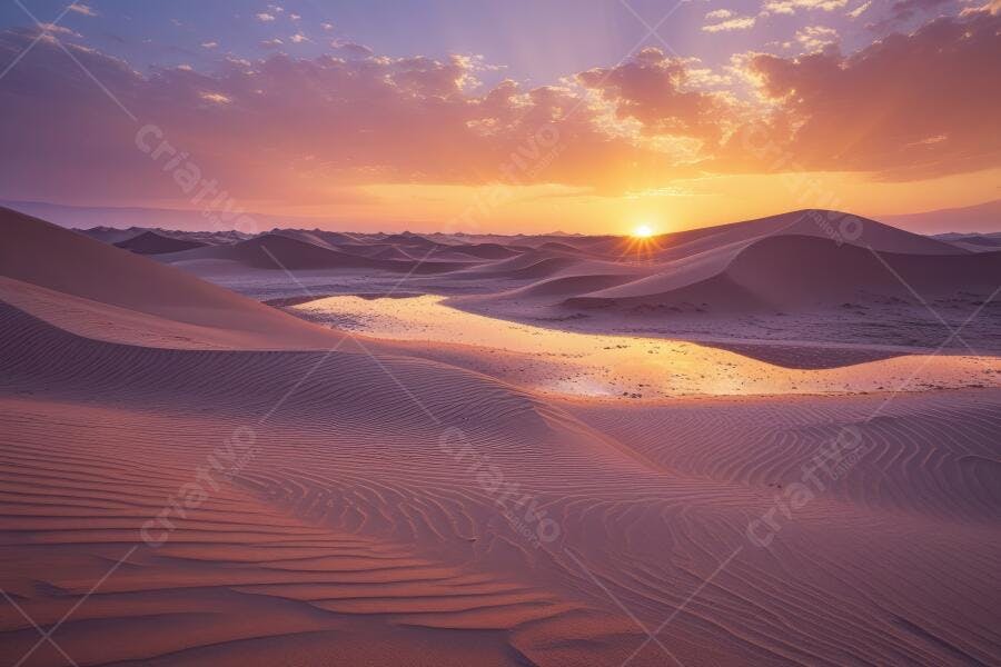 Foto Deserto Dunas Pôr do Sol Céu Laranja Roxo