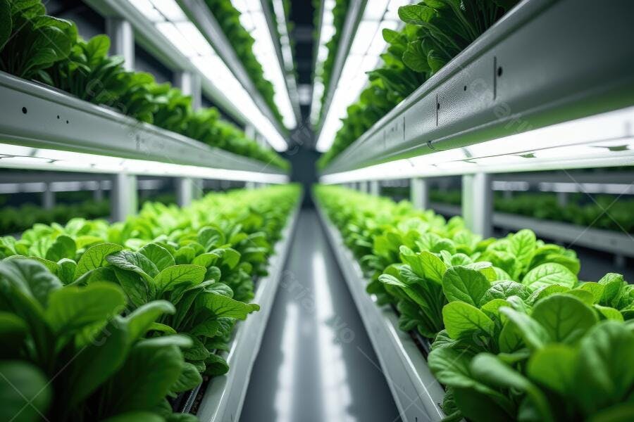 Foto Plantação Vertical Hidropônica Iluminação LED Fazenda Urbana