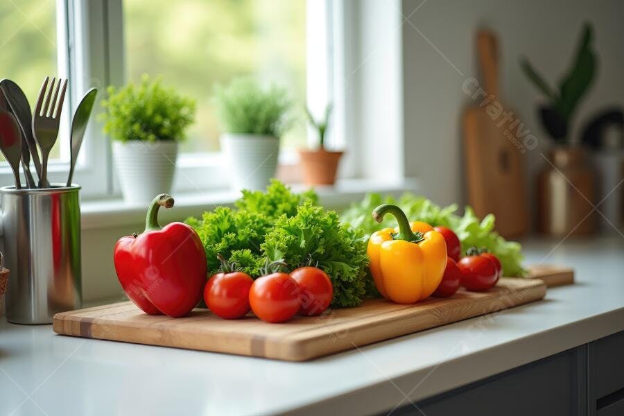Foto Legumes Frescos Mesa Cozinha Saudável