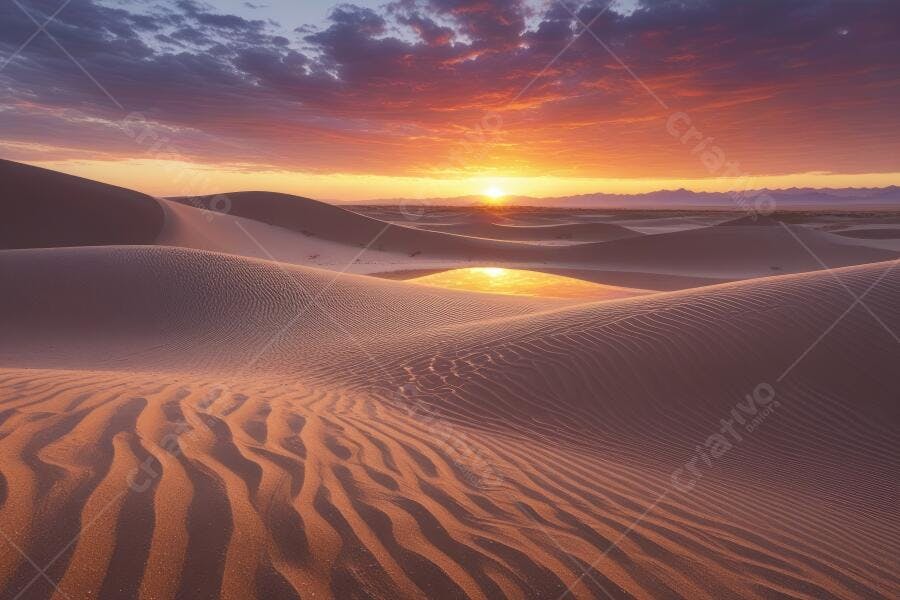 Foto Dunas do Deserto Pôr do Sol Céu Laranja Roxo
