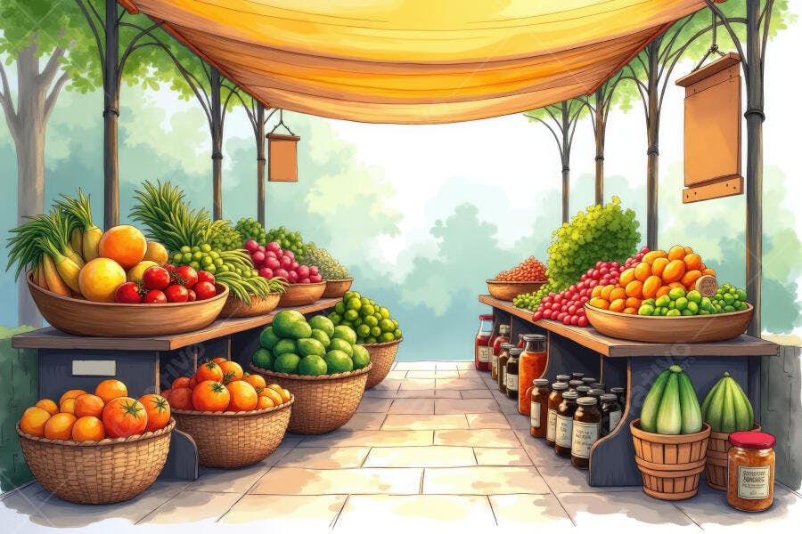 Foto Feira Livre Frutas e Verduras Orgânicas Mercado