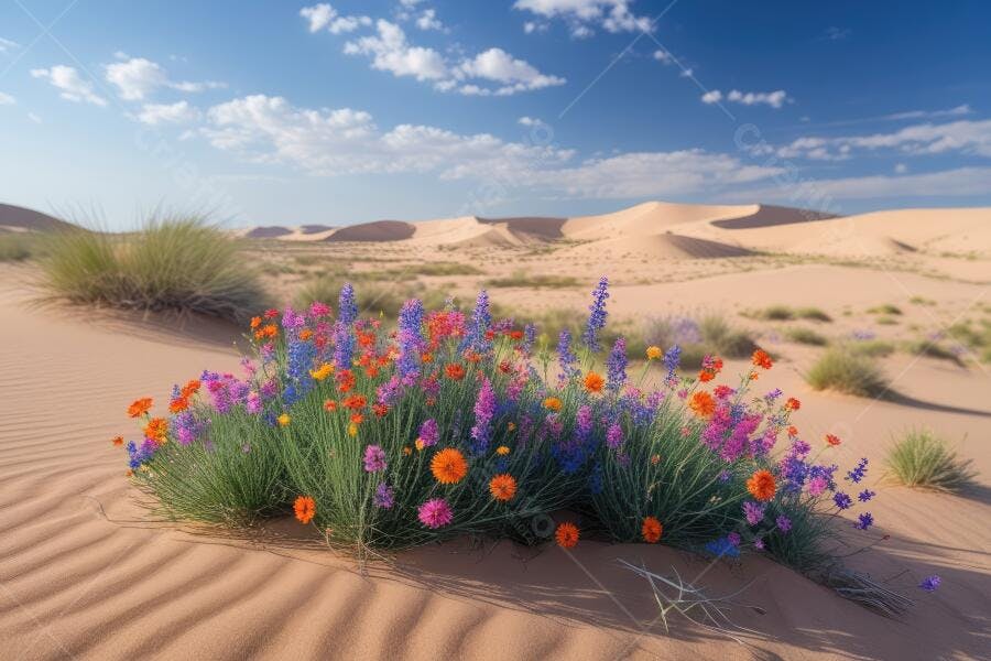 Foto Flores Deserto Dunas Areia Céu Azul
