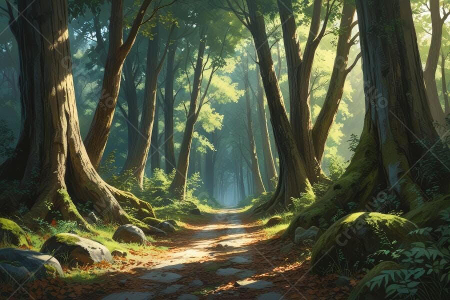 Foto Floresta Caminho Iluminado Raios de Sol Natureza