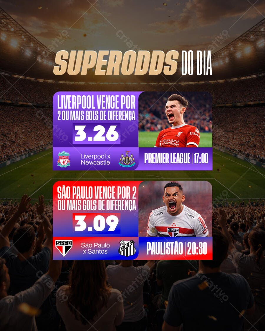 Post Super Odds Apostas Esportivas Futebol PSD Editável