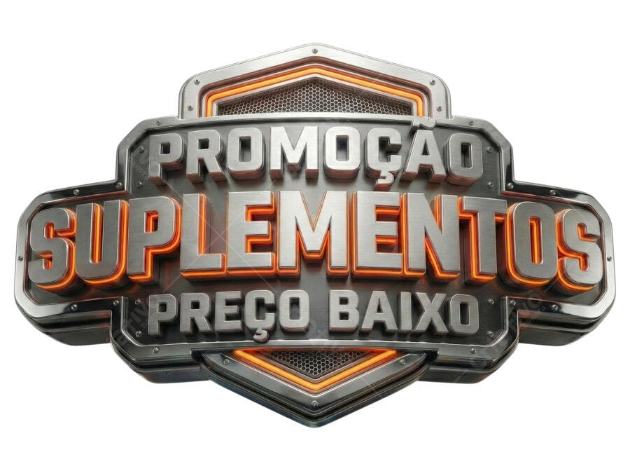 Badge 3D Promoção Suplementos Preço Baixo Metalizado PNG