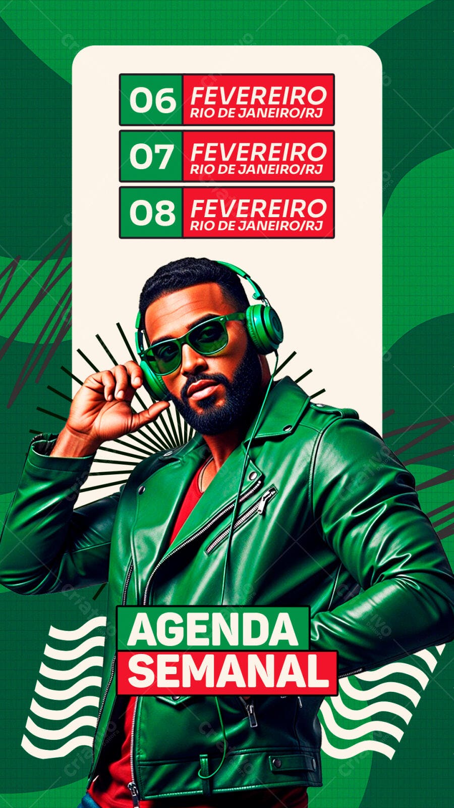 Story Instagram Agenda Semanal Carnaval Fevereiro PSD Editável