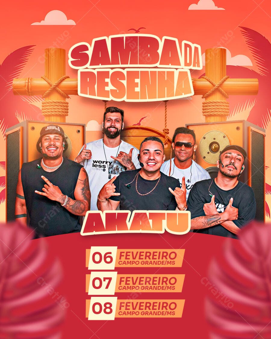 Flyer Samba da Resenha Akatu Fevereiro PSD Editável