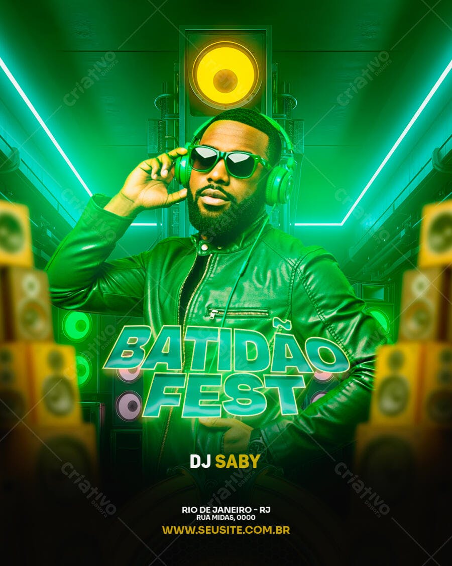 Flyer Festa Balada DJ Música Eletrônica PSD Editável
