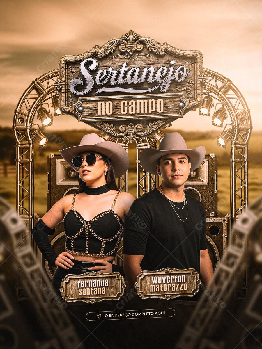 Flyer Sertanejo No Campo Evento Musical PSD Editável