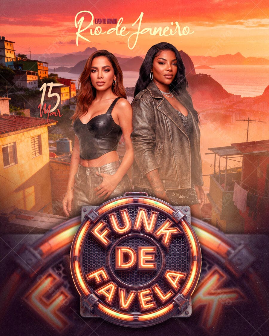 Flyer Funk de Favela Rio de Janeiro PSD Editável