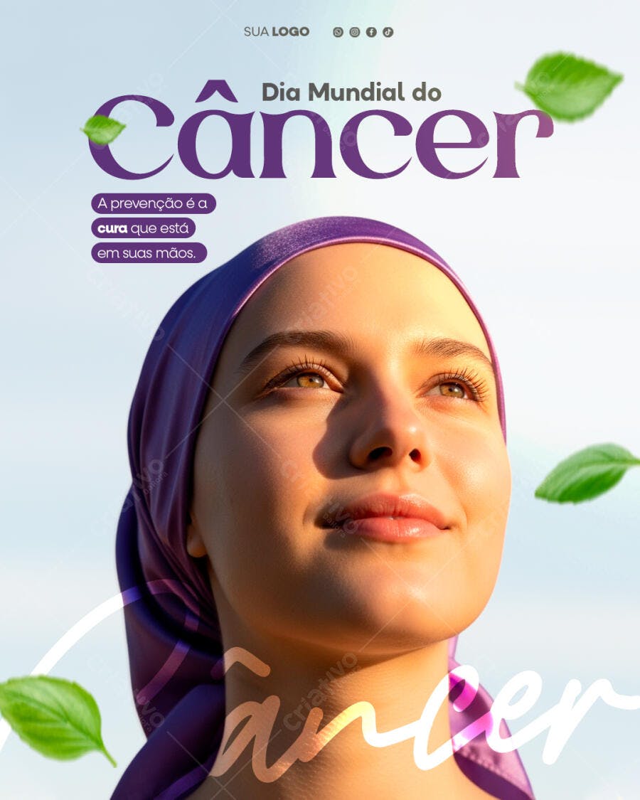 Post Dia Mundial do Câncer Saúde PSD Editável