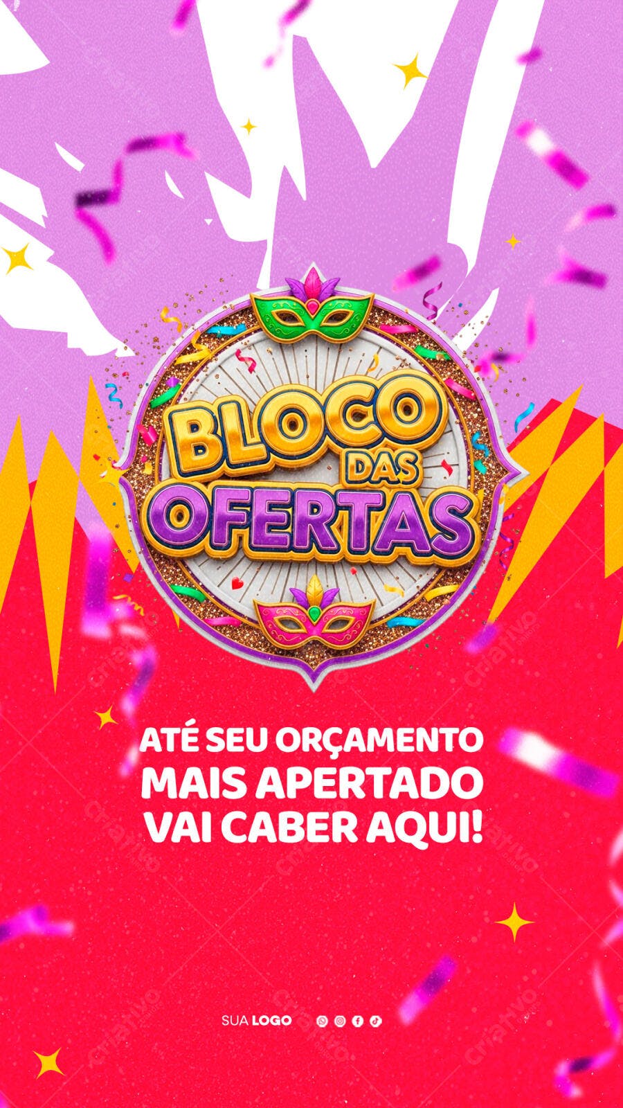 Story Carnaval Bloco das Ofertas PSD Editável