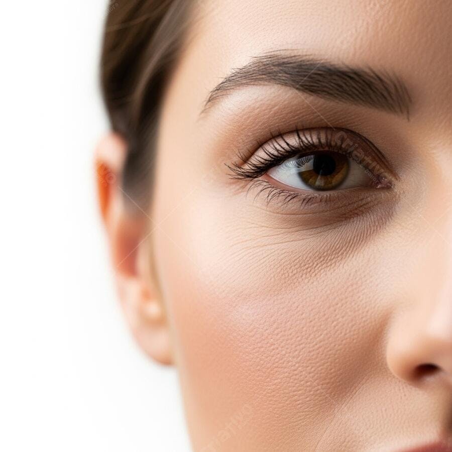 Foto Close-up Olho Feminino Castanho Cílios Maquiagem Natural