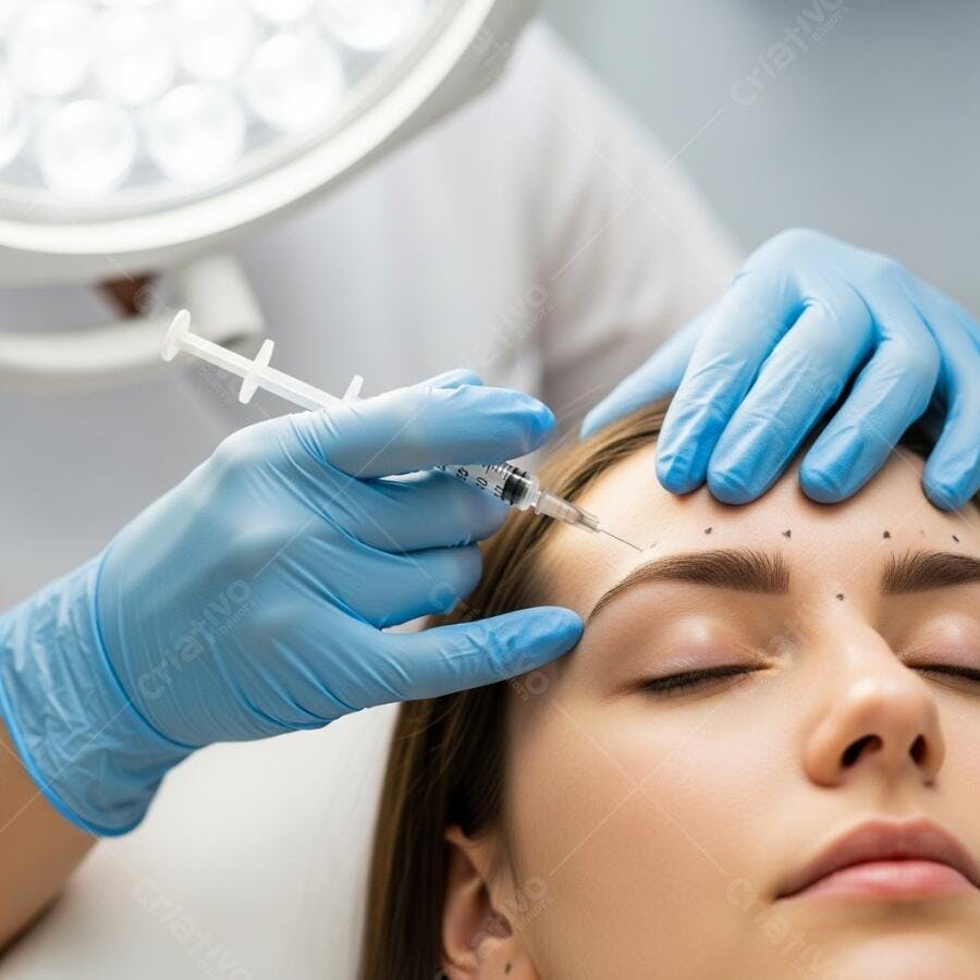 Foto Aplicação Botox Rosto Mulher Clínica Estética Procedimento