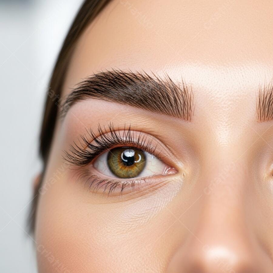 Foto Olho Feminino Cílios Longos Sobrancelha Perfeita Closeup