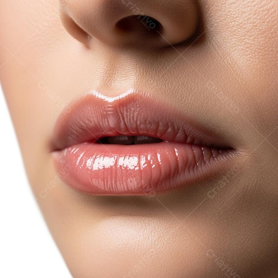 Foto Lábios Femininos Gloss Brilhante Maquiagem Close-up