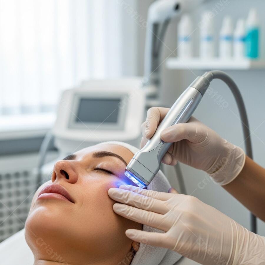 Foto Mulher Tratamento Facial Estético Laser Clínica