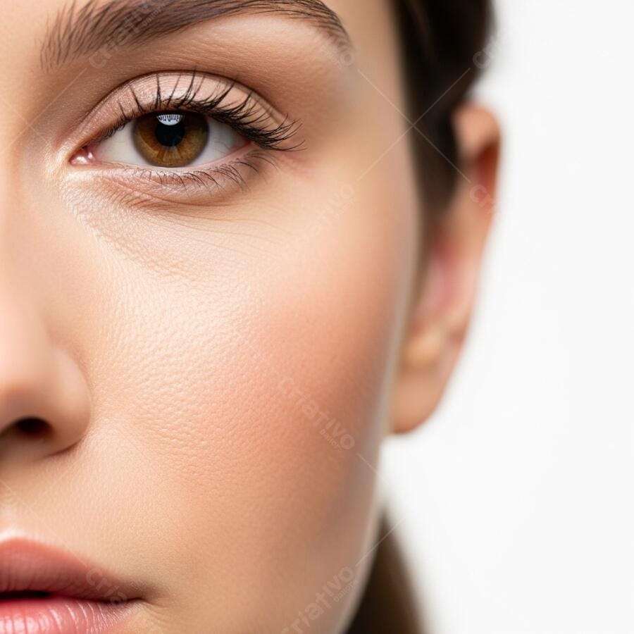 Foto Close-up Mulher Jovem Olho Castanho Maquiagem Natural