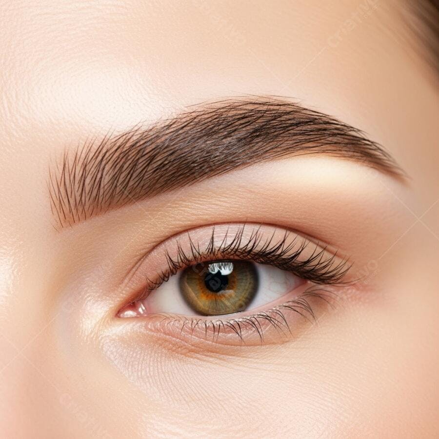 Foto Olho Castanho Cílios Longos Sobrancelha Perfeita Closeup
