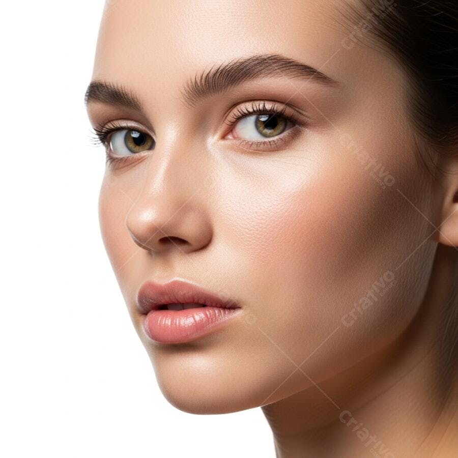 Foto Retrato Mulher Jovem Pele Saudável e Natural Estúdio