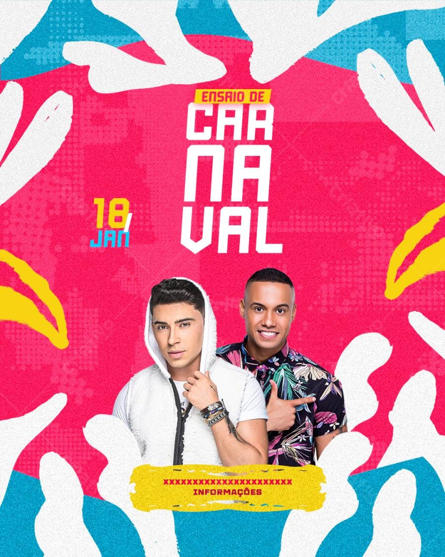 Flyer Ensaio de Carnaval Pré-Carnaval Janeiro PSD Editável