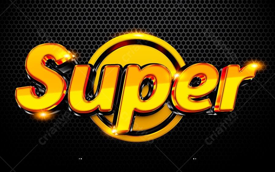 Selo 3D Super Dourado Metálico PNG Fundo Transparente