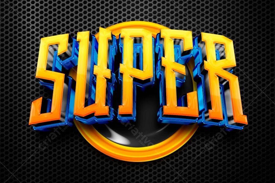 Selo 3D Super Metalizado Dourado e Azul PNG Transparente